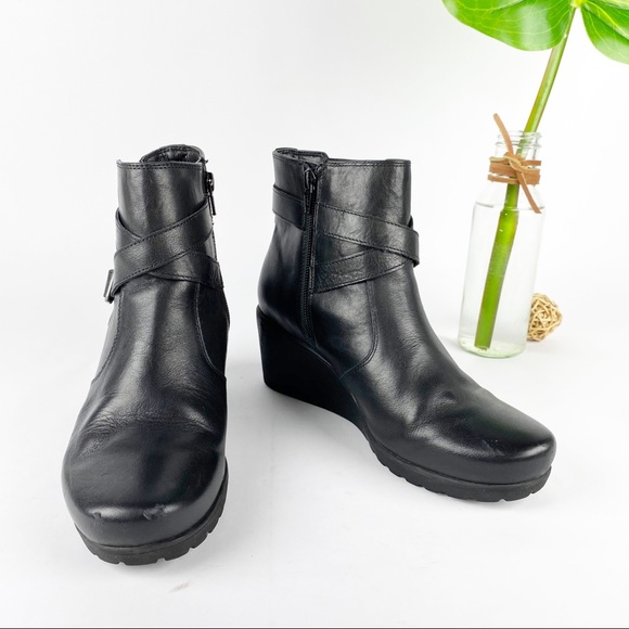 Abeo Geranium Ankle Boot Wedge Comfort Black Lug - Picture 4 of 13